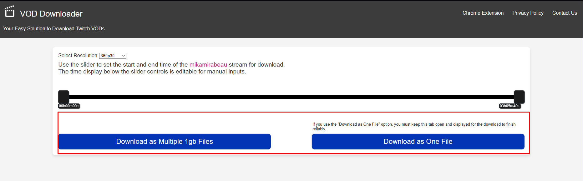 Download Button Options